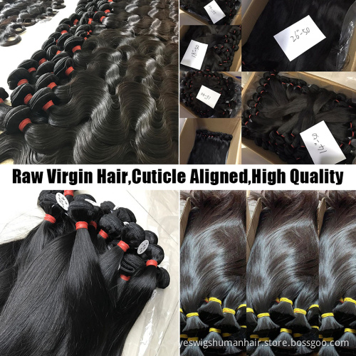 Cheap Unprocessed Raw Brazilian 100% Virgin Cuticle Aligned Human Hair Extension Double Drawn Mink Human Hair Weaves Bundles